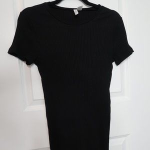 H&M Black Ribbed Mini T-Shirt Dress